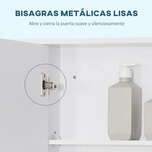 Armario de Baño de Pared con Espejo Puerta Estantes Abiertos 100x15x70 cm Blanco [4]