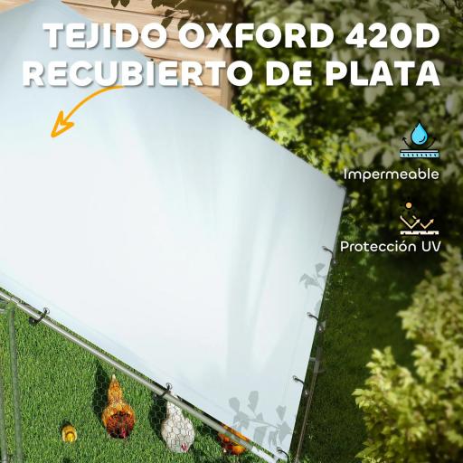 Corral para Gallinas Gallinero Metálico Grande de 3x1,7x1,9 m con Cubierta Impermeable y Anti-UV Plata [5]