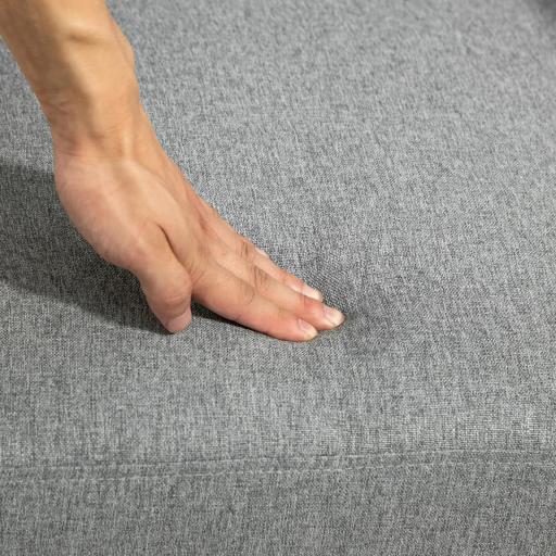 Butaca de Salón Tapizada en Lino con Reposabrazos y Marco de Madera de Caucho Carga 130 kg Gris Claro [7]