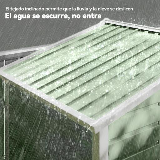 Cobertizo Metálico para Jardín 213x120x166/194 cm con Base Refuerzo Puertas Correderas y Ventilaciones Verde Claro [6]