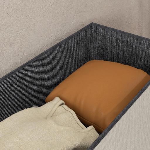 Puff Almacenaje, Banco Almacenaje Plegable 84 L 76x38x38 cm Tapizado en Lino Sintético Baúl de Almacenamiento Crema [9]