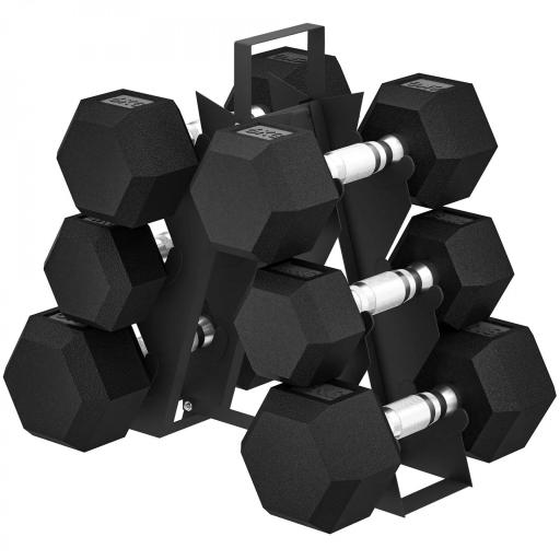 Juego de Mancuernas 2x4kg 2x6kg 2x8kg con Soporte de Almacenamiento para Ejercicio Entrenamiento Negro [8]