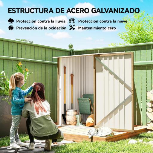 Caseta de Jardín Metálica 0,92 m² 100x103x160 cm con 1 Puerta y Cerradura para Almacenamiento Herramientas Marrón Claro [1]