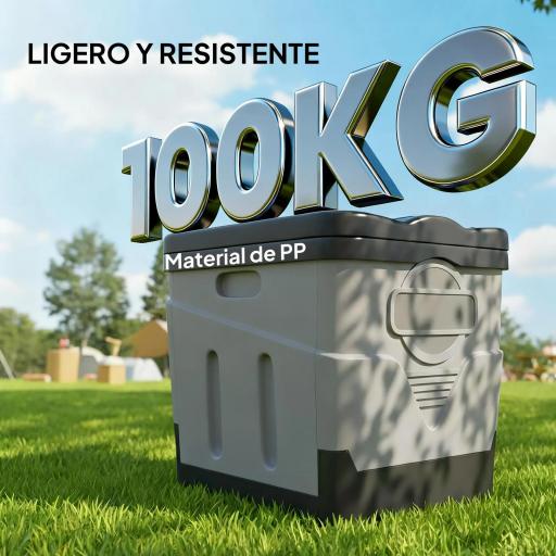 Inodoro Portátil WC Portátil de PP con 12 Paquetes de Agente Solidificante y 12 Bolsas Carga 100kg Exterior Gris Oscuro [4]