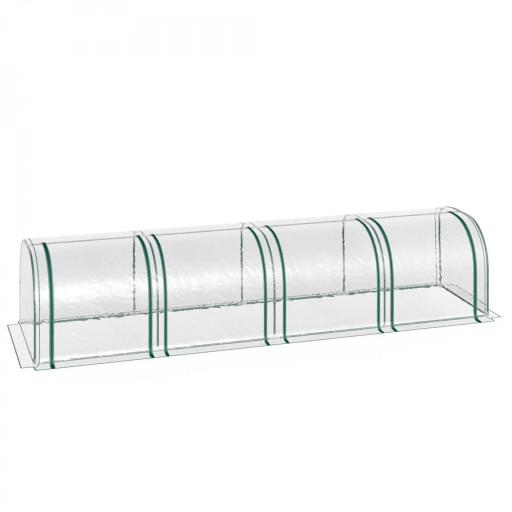 Invernadero para Jardín Terraza 395x100x80 cm para Cultivo de Plantas Tipo Túnel Marco Acero y PVC Transparente y Verde [8]