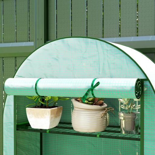 Invernadero de Exterior con 4 Estantes Puerta Enrollable Cubierta de PE y Marco de Acero 105x45x160 cm Verde [6]