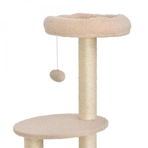 Árbol Rascador para Gatos Altura 148 cm Árbol para Gatos con Postes de Sisal Plataformas Casa y Bola Colgante Beige [5]