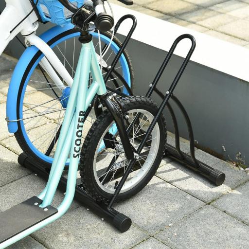 Soporte para Aparcar 2 Bicicletas, Aparcamiento Estacionamiento para Bicis, Inferir 65mm de Ancho, Fácil de Montar, Almohadilla Antideslizante, Interior y Exterior, 60x54x57 cm, Negro [3]