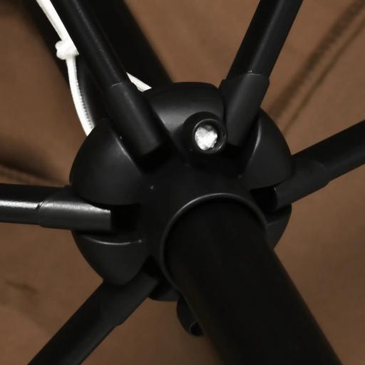 Sombrilla de Aluminio 198x294x255 Parasol Rectangular de Jardín Inclinable con Manivela y Poste Desmontable Café [6]