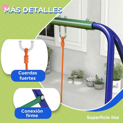 Columpio para Niños de 3-8 Años con 2 Sillas Resistente a los Rayos UV y Soporte de Metal Carga 90 kg Multicolor [2]