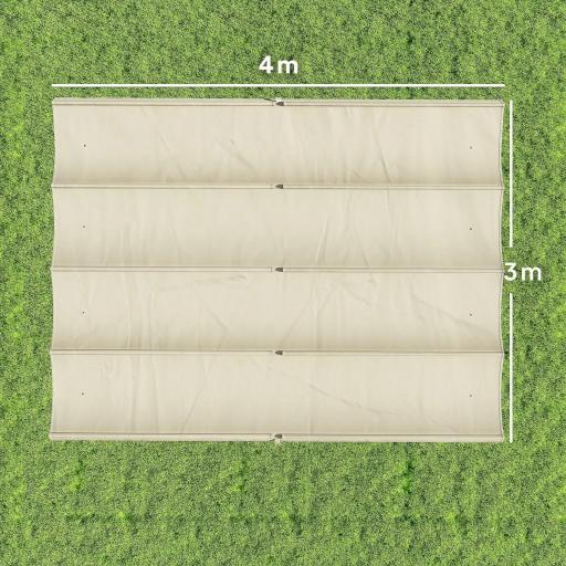 Techo de Repuesto Retráctil 4x3,5 m para Marco de 4x3 m Toldo de Tela Solo para Cenador Jardín con 8 Orificios Crema [1]