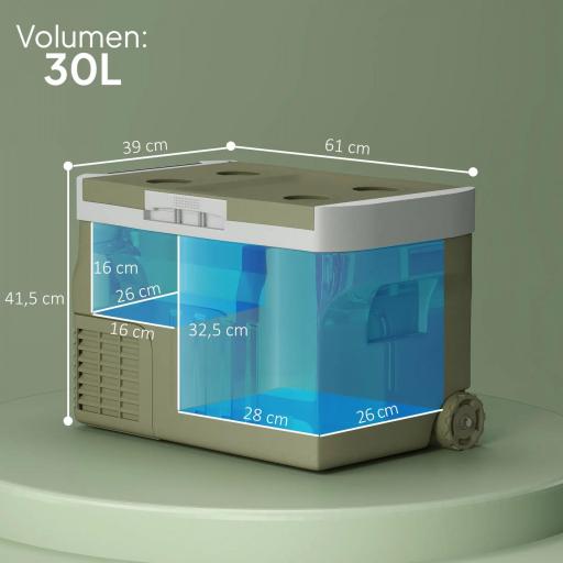 Nevera Portátil Eléctrica 30L Refrigerador de Coche 12V/24V -20℃ a +20 ℃ con Pantalla LED Táctil 61x39x41,5 cm Verde [5]