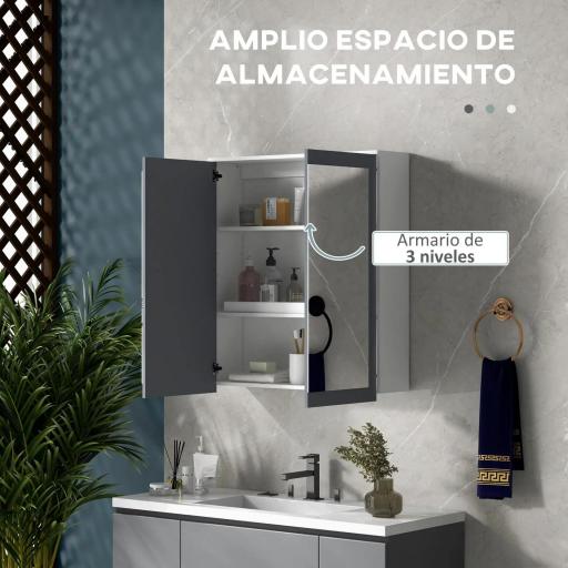 Armario de Baño con Espejo Armario de Baño para Colgar con 2 Puertas de Vidrio y Estantes Ajustables 69x17x75,5cm Blanco [1]