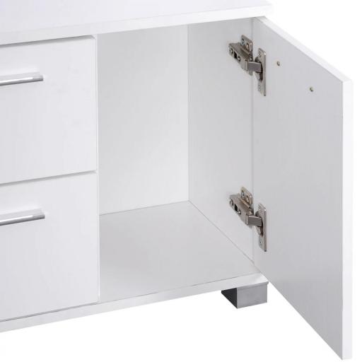 Conjunto de Recibidor de Entrada con Espejo Perchero Zapatero 3 Ganchos Estante y 2 Cajones para Pasillo Blanco [3]