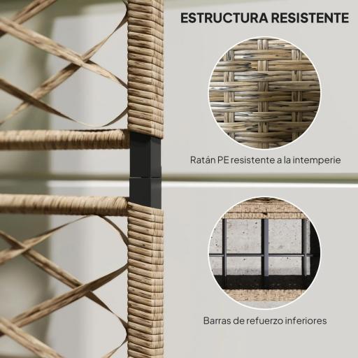 Jardinera Exterior Grande de Ratán con Enrejado y 2 Macetas Extraíbles para Plantas Trepadoras 57x30x150 cm Natural [3]