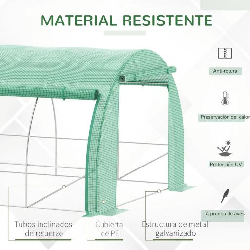 Invernadero de Túnel 6x3x2 m con Puerta y 12 Ventanas de Malla Enrollables Invernadero de Huerto para Patio Jardín Verde [2]