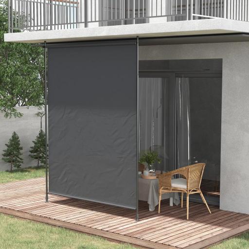 Toldo Vertical Exterior 200x305 cm Pantalla de Privacidad Enrollable Ajustable con Manivela Protección UV 40+ Gris