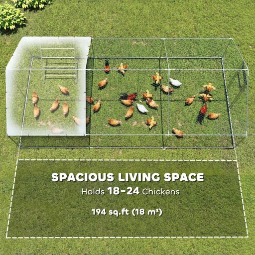 Gallinero Metálico de Exterior de 3x6m con Percha Multiusos Comedero Colgante Tipo Brocheta y Lona Protectora Resistente [3]