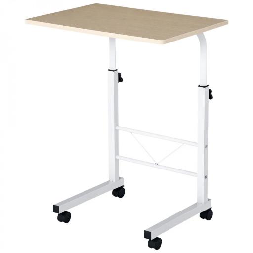 Mesa Auxiliar con Ruedas Mesa para Sofá con Altura Ajustable para Hogar Oficina 60x40x68-78 cm Blanco [8]