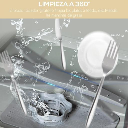 Lavavajillas Pequeño con 5+1 Programas Dos Modos de Suministro de Agua Depósito de Agua de 6L Pantalla LED Blanco [6]