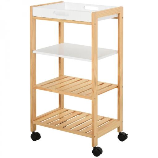 Carrito de Cocina de 4 Niveles Carrito Verdulero Carro Multiusos con 2 Bandejas Extraíblse y Estante 40x30x76 cm Blanco [9]