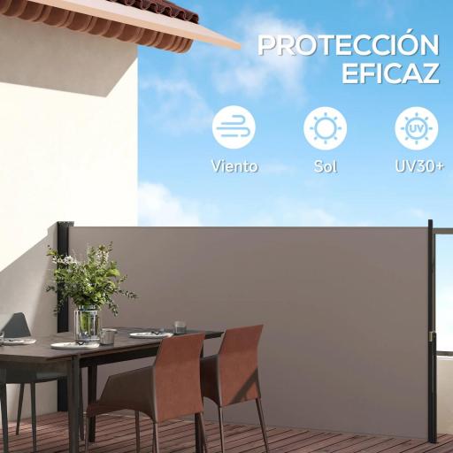 Toldo Lateral Retráctil Pantalla Enrollable Mampara de Privacidad Impermeable y Anti-UV Protege la Privacidad Gris Claro [5]