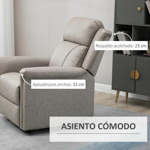 Sillón Relax Reclinable Manual Sillón Relax de Tela con Reposabrazos Reposapiés Acolchado Grueso Gris [2]