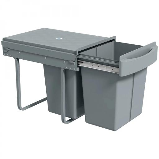 Cubo de Basura bajo Fregadero 2 Contenedores de Reciclaje Extraíble 2 x 20 L Deslizamiento Suave Gris [7]