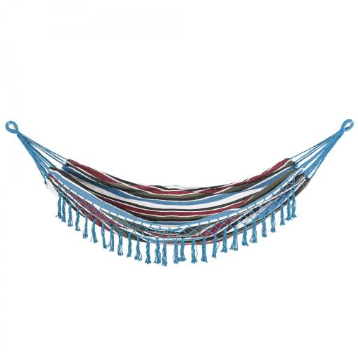 Hamaca Doble Portátil de Algodón 285x150 cm con Bolsa de Transporte para Exteriores Patio Jardín Playa Camping Carga 120 kg Multicolor [9]