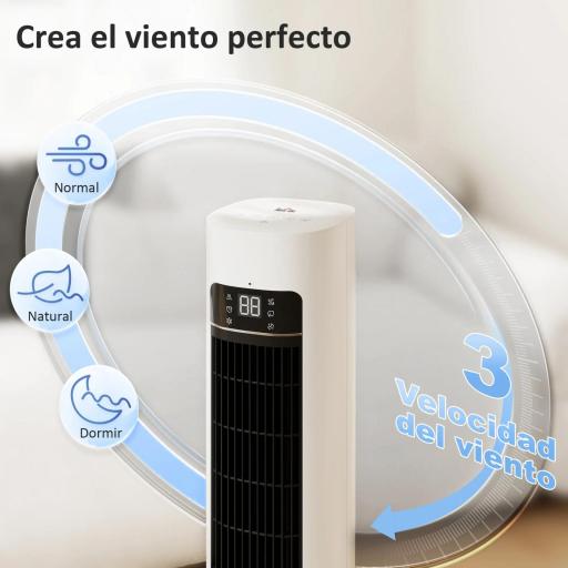 Climatizador Evaporativo 3 en 1 con Depósito de 3 L Oscilación 48° 3 Velocidades 3 Modos Temporizador 12h Blanco [6]