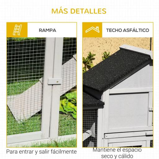 Conejera de Exterior Grande Jaula de Madera para 2-4 Conejos con Techo Asfáltico Recinto de Alambre Bandeja Extraíble y Rampas 210x45,5x84,5 cm Gris y Negro [2]
