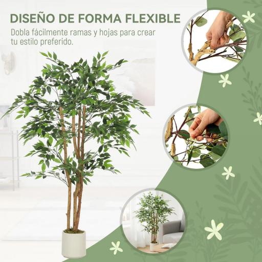Ficus Artificial 150 cm Planta Artificial con 1116 Hojas y Maceta Planta Artificial Decorativa para Interior Verde [3]