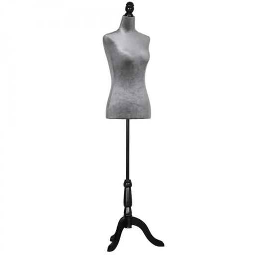 Maniquí de Costura Ajustable a 130-168 cm con Trípode de Madera para Fotografía de Moda Exposición de Prendas Gris [2]