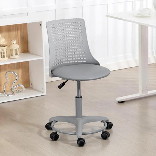 Silla de Escritorio sin Brazos Silla de Oficina Giratoria con Respaldo Hueco Altura Ajustable Gris