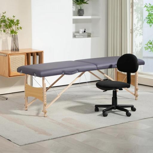 Camilla de Masaje Plegable con Marco de Madera con Altura Regulable y Bolsa de Transporte 186x60x58-81 cm Púrpura [6]