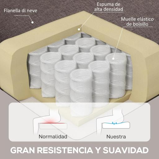 Sillón de Salón con Reposacabezas y Patas de Madera Butaca Carga 160 kg para Dormitorio Oficina Sala de Estar Marrón [3]