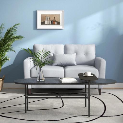 Sofá de 2 Plazas con Cojines y Asiento Acolchado Funda de Almohada Lavable 140x78x83 cm Gris Claro [6]