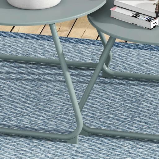 Juego de 2 Mesas de Jardín Apilables con Estructura de Metal y Recubrimiento Epoxi Anticorrosivo para Terraza Azul [7]