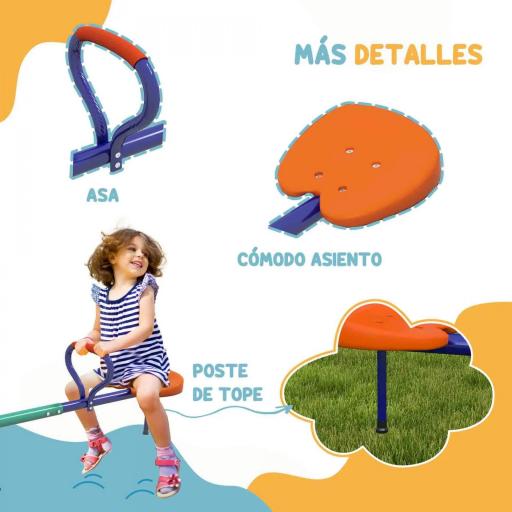Balancín para Niños Giratorio 360° con Barra con Longitud Ajustable Poste Amortiguador y Base de Acero Multicolor [4]