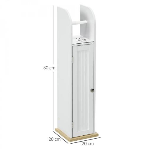 Armario de Baño con Soporte para el Papel Higiénico y Armario de 3 Compartimentos 20x20x80 cm Blanco [1]