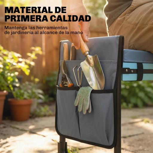 Taburete de Jardín Plegable con Almohadilla de Espuma EVA Asiento de Jardín con Bolsa para Herramientas Gris Oscuro [7]