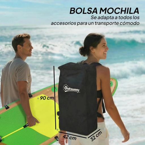 Tabla Paddle Surf Hinchable SUP Extra Largo de 335 cm con Asiento Remo Convertible Aletas Bomba y Mochila Carga 180 kg [7]