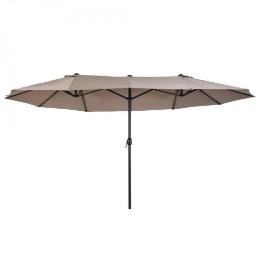 Sombrilla Doble para Jardín 455x265x238 cm Parasol Grande con Manivela Manual Protección Solar Color Café [9]
