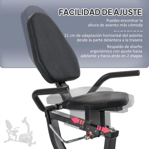 Bicicleta Estática con Respaldo de 8 Niveles de Resistencia con Volante Asiento Ajustable, Pantalla LCD y Soporte [4]
