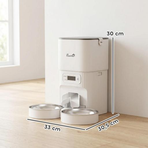 Comedero Gato Automático 4L Dispensador Comida para Gatos/Perros 1-6 Comidas al Día 2 Cuencos 2 Fuentes de Alimentación [7]