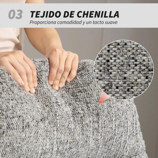 Butaca de Salón Giratoria Moderna Tapizada en Chenilla y Cuero PU con Asiento Ancho Base de Cruz Sillón Relax Gris [4]