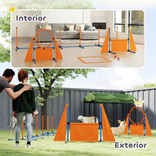 Kit de Agilidad para Perros Agility de 6 Piezas para Mascotas con Saltos Slalom Caja de Pausa Silbato y Pelotas [6]