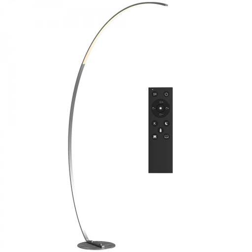 Lámpara de Pie Forma Arco con Brillo y Temperaturas de Color Ajustables 3000K-6500K Mando a Distancia Magnético Plata [8]