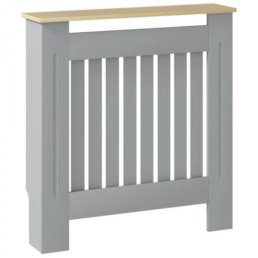 Cubreradiador de MDF Cubierta para Radiador para Salón Dormitorio Pasillo 78x19x83 cm Gris y Roble [2]