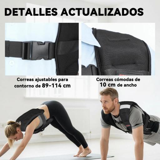 Chaleco Lastrado 8 kg Transpirable con Correas Ajustables y Bandas Reflectantes para Entrenamiento Fuerza Jogging Negro [4]